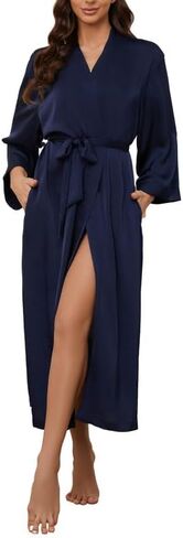 HEARTNICE Women's Silk Full-length Robe, Luxurious Satin Robes for Women Soft Comfort Bridal Bathrobe Lightweight Robe in Saudi Arabia