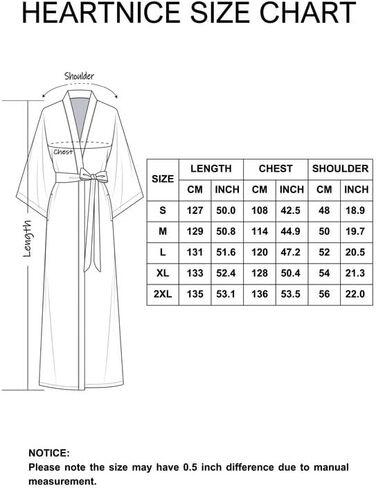 HEARTNICE Women's Silk Full-length Robe, Luxurious Satin Robes for Women Soft Comfort Bridal Bathrobe Lightweight Robe in Saudi Arabia