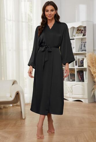 HEARTNICE Women's Silk Full-length Robe, Luxurious Satin Robes for Women Soft Comfort Bridal Bathrobe Lightweight Robe in Saudi Arabia