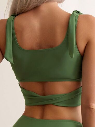 SOLY HUX Women's 2 Piece Swimsuit Tie Shoulder High Waisted Bikini Set Bathing Suits in Saudi Arabia