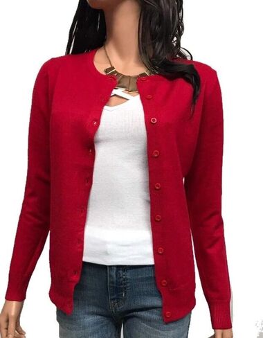 Women's Solid Basic Stretch Button Down Knit Sweater Cardigan in Saudi Arabia