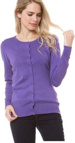 Women's Solid Basic Stretch Button Down Knit Sweater Cardigan in Saudi Arabia