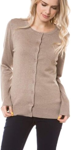 Women's Solid Basic Stretch Button Down Knit Sweater Cardigan in Saudi Arabia