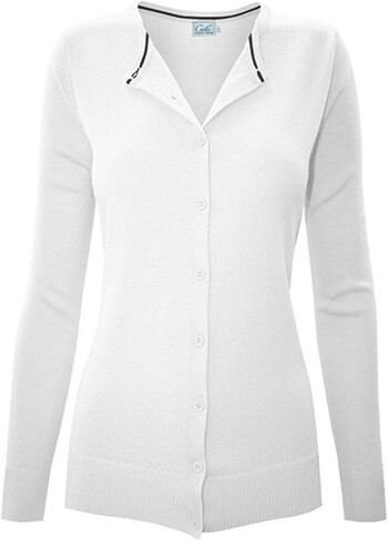 Women's Solid Basic Stretch Button Down Knit Sweater Cardigan in Saudi Arabia