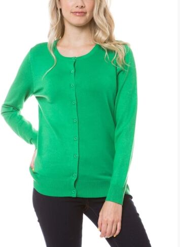 Women's Solid Basic Stretch Button Down Knit Sweater Cardigan in Saudi Arabia