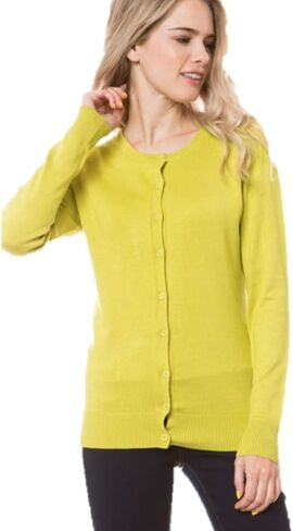 Women's Solid Basic Stretch Button Down Knit Sweater Cardigan in Saudi Arabia