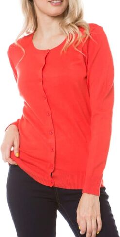 Women's Solid Basic Stretch Button Down Knit Sweater Cardigan in Saudi Arabia