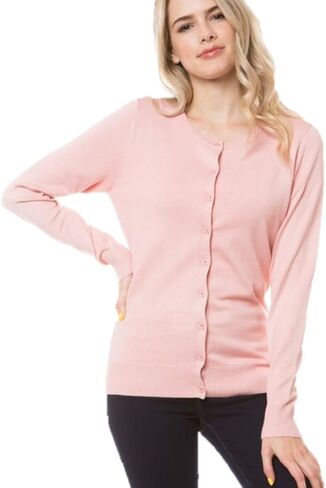 Women's Solid Basic Stretch Button Down Knit Sweater Cardigan in Saudi Arabia