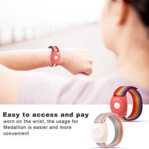 NQEUEPN 2pcs Holder for Princess Cruise Medallion, Adjustable Bracelet for Princess Medallion with Magic Adhesive Strap Nylon Protective Watch Band Wristband Accessories for Men Women(Red, Pink) in Kuwait