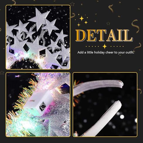 تضيء ستار عقال نجوم هالو تاج خوذة السماوية عصابات آلهة زي حفلة Led إكسسوارات الشعر النساء (الفضة) in Kuwait