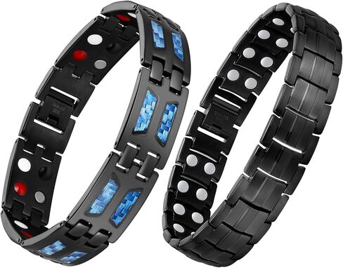 سوار مغناطيسي من التيتانيوم النقي للرجال من Feraco، سوار مغناطيسي من الفولاذ التيتانيوم مع مغناطيس قوي بصف مزدوج، هدية مجوهرات قابلة للتعديل in Kuwait