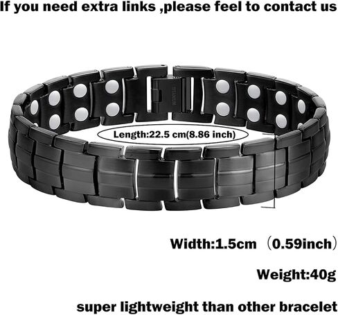 سوار مغناطيسي من التيتانيوم النقي للرجال من Feraco، سوار مغناطيسي من الفولاذ التيتانيوم مع مغناطيس قوي بصف مزدوج، هدية مجوهرات قابلة للتعديل in Kuwait