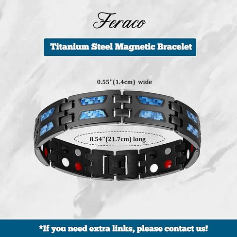 سوار مغناطيسي من التيتانيوم النقي للرجال من Feraco، سوار مغناطيسي من الفولاذ التيتانيوم مع مغناطيس قوي بصف مزدوج، هدية مجوهرات قابلة للتعديل in Kuwait