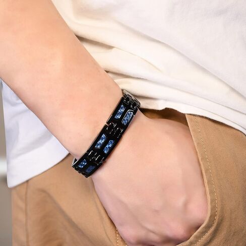 سوار مغناطيسي من التيتانيوم النقي للرجال من Feraco، سوار مغناطيسي من الفولاذ التيتانيوم مع مغناطيس قوي بصف مزدوج، هدية مجوهرات قابلة للتعديل in Kuwait