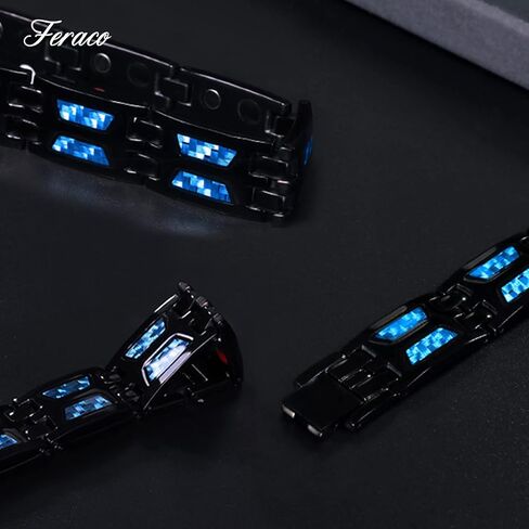 سوار مغناطيسي من التيتانيوم النقي للرجال من Feraco، سوار مغناطيسي من الفولاذ التيتانيوم مع مغناطيس قوي بصف مزدوج، هدية مجوهرات قابلة للتعديل in Kuwait