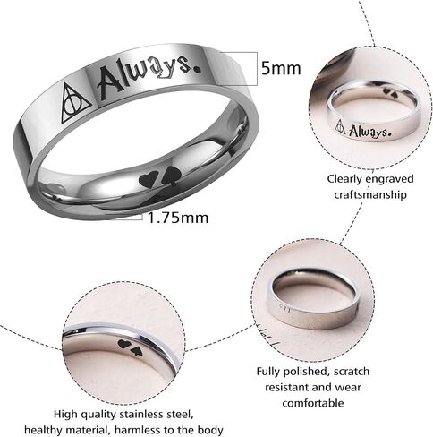 LParkin After All This Time Always Rings for Women Mens, 5mm Fidget Ring for Wizarding World Fans, Stainless Steel Horcruxes Rings Size 7 8 9 10 for Couples in Saudi Arabia