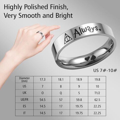 LParkin After All This Time Always Rings for Women Mens, 5mm Fidget Ring for Wizarding World Fans, Stainless Steel Horcruxes Rings Size 7 8 9 10 for Couples in Saudi Arabia