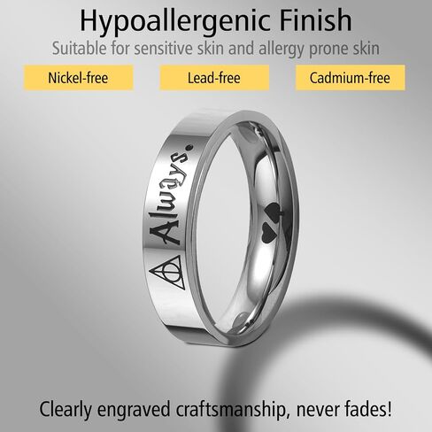 LParkin After All This Time Always Rings for Women Mens, 5mm Fidget Ring for Wizarding World Fans, Stainless Steel Horcruxes Rings Size 7 8 9 10 for Couples in Saudi Arabia
