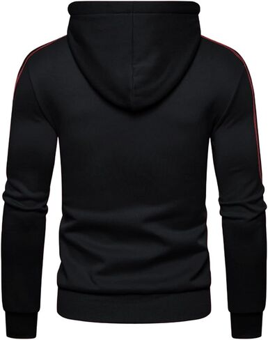 لوز شيك هوديز وسويت شيرت عصري للرجال بسحاب كامل وغطاء راس رائع بقصة ضيقة وتصميم جمالي عصري مناسب للخريف والخريف بلون اسود واحمر مقاس L in Kuwait