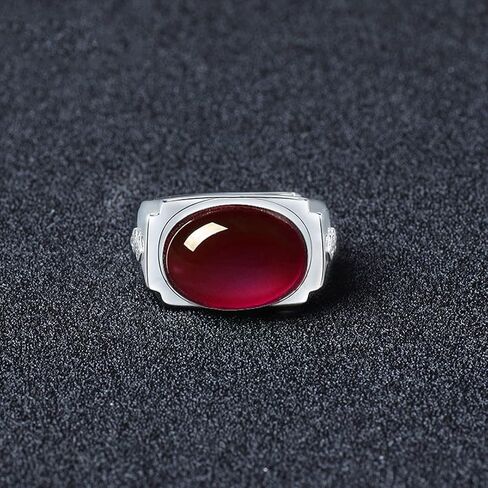 Mens White Gold Plated Sterling Silver Natural Agate Onyx Stone Ring for Men,Mens Wedding Engagement Crystal Ring,Adjustable Handmade Mens Turkish Turkey Ring Jewelry,Great Substitute for Cubic Zirconia Rings in Saudi Arabia