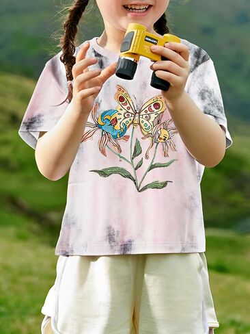 Girls Floral Graphic T Shirts Short Sleeve Tee Shirts Kids Crewneck Summer Crop Tops Cute Print Clothes in Kuwait