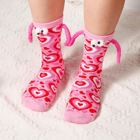 XIHIRCD 2 Pairs of Valentine's Day Socks, Heart Socks, Magnetic Hand Holding Socks, Novel Funny Design Crew Socks for Valentine's Day Gifts for Daily Wear (Heart Style) in Saudi Arabia