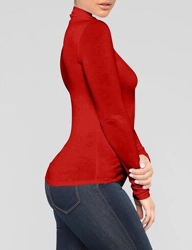 Mokoru Women's Tight Long Sleeve Turtleneck T Shirt Basic Slim Fitted Tops in Kuwait