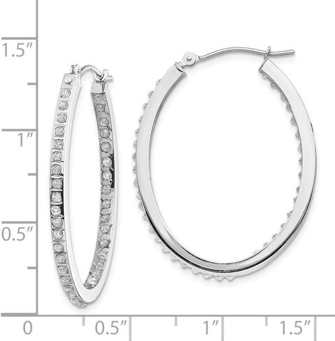 Jewels By Lux 14k White Gold Diamond Fascination Oval Hinged Hoop Earrings in Saudi Arabia