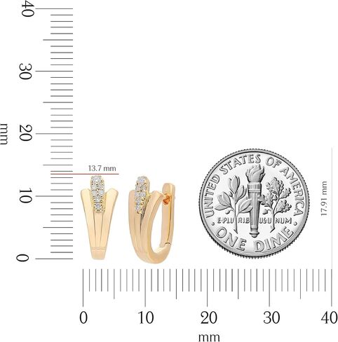 Diseno 0.08 ct Natural Diamond (G-H Color SI1-SI2 Clarity) Thick Huggie Earrings in 18k Yellow Gold over Silver, Metal Gemstone, Diamond in Kuwait