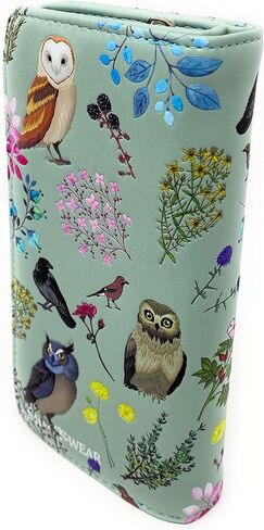 Shag Wear Wild Bird Owl Large Wallet for Women Vegan Faux Leather 7" Mint Green in Saudi Arabia
