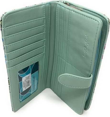 Shag Wear Wild Bird Owl Large Wallet for Women Vegan Faux Leather 7" Mint Green in Saudi Arabia