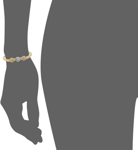 Edforce Stainless Steel 18K Gold Plated Three Crystals Balls Elastic Ball Chain Bracelet in Saudi Arabia