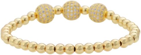 Edforce Stainless Steel 18K Gold Plated Three Crystals Balls Elastic Ball Chain Bracelet in Saudi Arabia