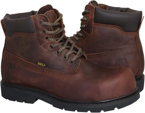 حذاء العمل وولف | جلد مكسيكي أصلي معالج مقاوم للماء | مرونة في التعامل مع النفط | اصبع القدم مركب | معزول | نعل مطاطي مانع للانزلاق | حذاء الكاحل | مقاس واسع | طوق مبطن مريح | معدات الوقاية الشخصية الصناعية in Kuwait