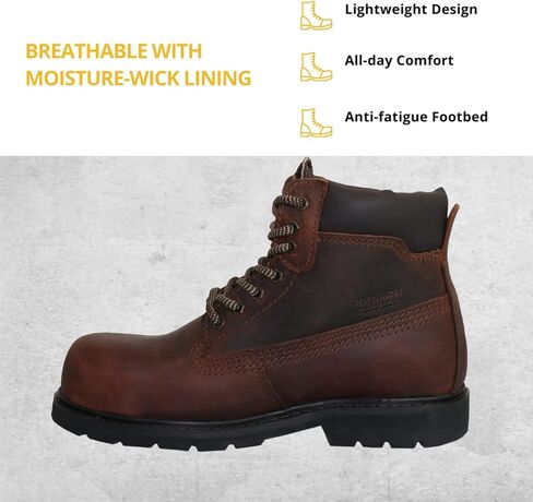 حذاء العمل وولف | جلد مكسيكي أصلي معالج مقاوم للماء | مرونة في التعامل مع النفط | اصبع القدم مركب | معزول | نعل مطاطي مانع للانزلاق | حذاء الكاحل | مقاس واسع | طوق مبطن مريح | معدات الوقاية الشخصية الصناعية in Kuwait