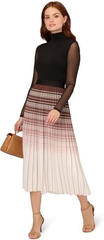 Adrianna Papell Women's Verigated Stripe Pleated Skirt in Saudi Arabia