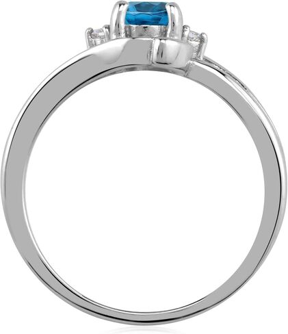 Silvershake 7x5MM Oval Shape Genuine Gemstone 925 Sterling Silver Engagement Wedding Anniversary Ring in Saudi Arabia