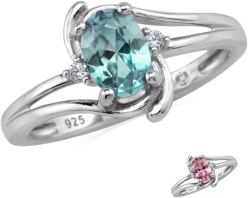 Silvershake 7x5MM Oval Shape Genuine Gemstone 925 Sterling Silver Engagement Wedding Anniversary Ring in Saudi Arabia