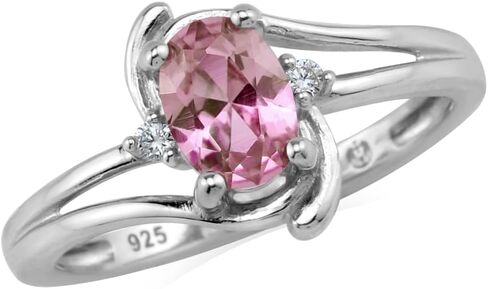 Silvershake 7x5MM Oval Shape Genuine Gemstone 925 Sterling Silver Engagement Wedding Anniversary Ring in Saudi Arabia