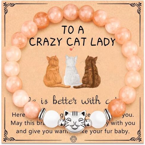 Cute Cat Bracelet Charm Bracelet Crystal Bracelet Stone Beaded Stretch Bracelet For Women Girls Cat Animal Lover Jewelry Gift in Saudi Arabia