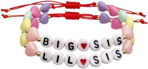 سوار الأخت الكبرى الملونة سوار الأخت الصغيرة حرف الخرزة الحب لطيف الأخت سوار فتاة شقيقة المجوهرات هدية in Kuwait