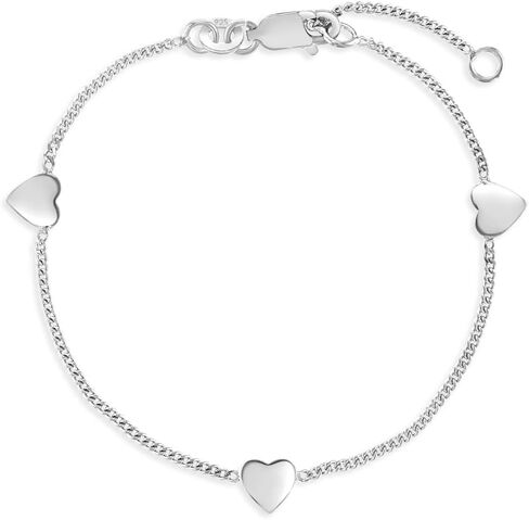 925 Sterling Silver Linked Hearts Chain Bracelet For Little Girls & Preteens 6"-7" - Adorable Heart Shaped Bracelets For Little Girls - Heart Accessories For Children Everyday Wear in Saudi Arabia