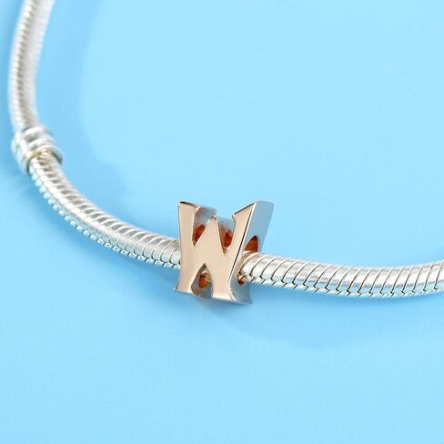 Rose Gold Alphabet Charms Sterling Silver Initial A-Z Letter Charms Beads fits Pandora Bracelet (Letter I Charms) in Saudi Arabia