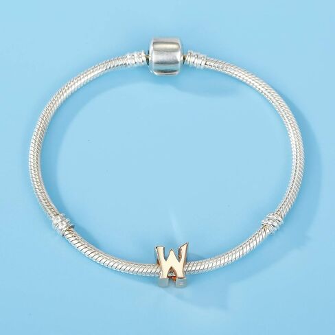 Rose Gold Alphabet Charms Sterling Silver Initial A-Z Letter Charms Beads fits Pandora Bracelet (Letter I Charms) in Saudi Arabia