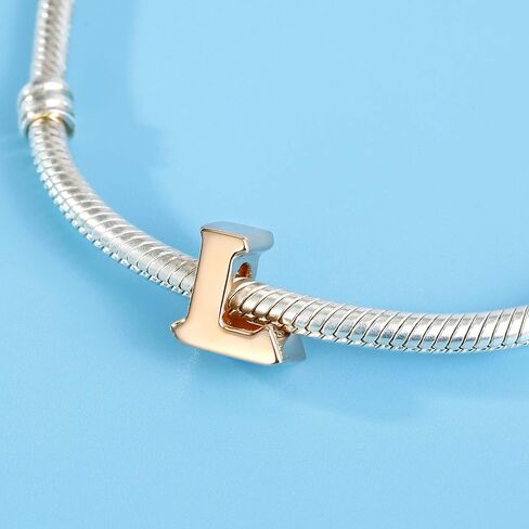Rose Gold Alphabet Charms Sterling Silver Initial A-Z Letter Charms Beads fits Pandora Bracelet (Letter I Charms) in Saudi Arabia