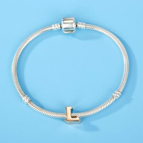 Rose Gold Alphabet Charms Sterling Silver Initial A-Z Letter Charms Beads fits Pandora Bracelet (Letter I Charms) in Saudi Arabia