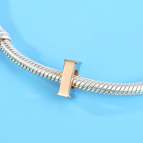 Rose Gold Alphabet Charms Sterling Silver Initial A-Z Letter Charms Beads fits Pandora Bracelet (Letter I Charms) in Saudi Arabia