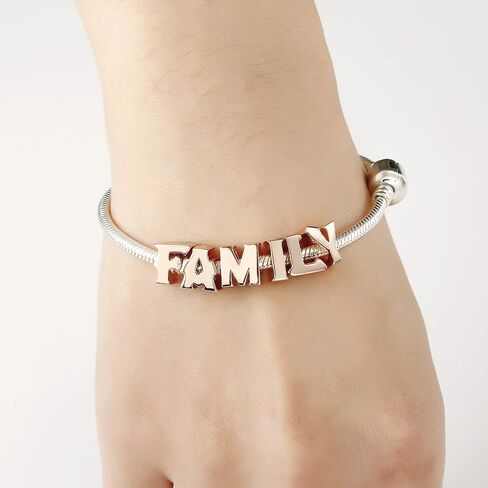 Rose Gold Alphabet Charms Sterling Silver Initial A-Z Letter Charms Beads fits Pandora Bracelet (Letter I Charms) in Saudi Arabia