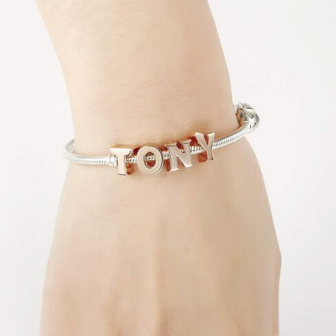 Rose Gold Alphabet Charms Sterling Silver Initial A-Z Letter Charms Beads fits Pandora Bracelet (Letter I Charms) in Saudi Arabia