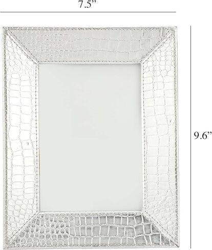 إطار صورة RELY+ التمساح - جلد صناعي مقاس 5x7 بوصة، تصميم فضي أنيق - (فضي) in Kuwait